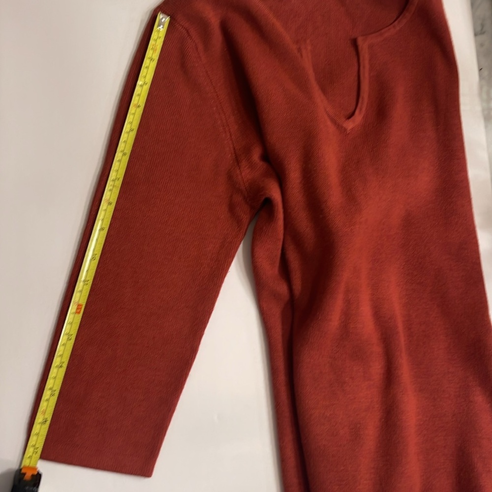Vintage Croft & barrow sweater 3/4 sleeve fine knit size large rust color - Picture 5 of 9